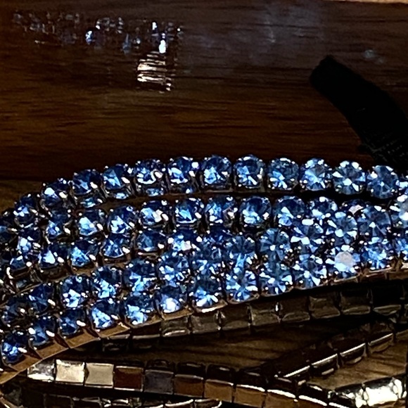 WHBM Hematite & Blue Rhinestone Stretch Bracelets, Set Of 5 - NWT - Picture 3 of 7